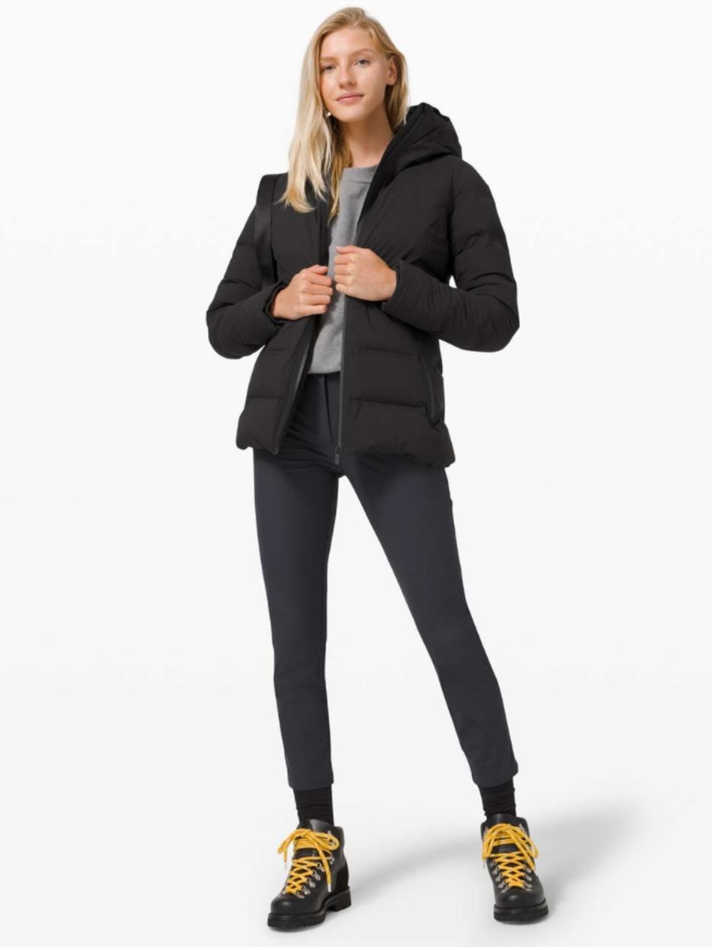 lululemon athletica Sleet Street Black Puffer Jacket with Faux Fur Hood